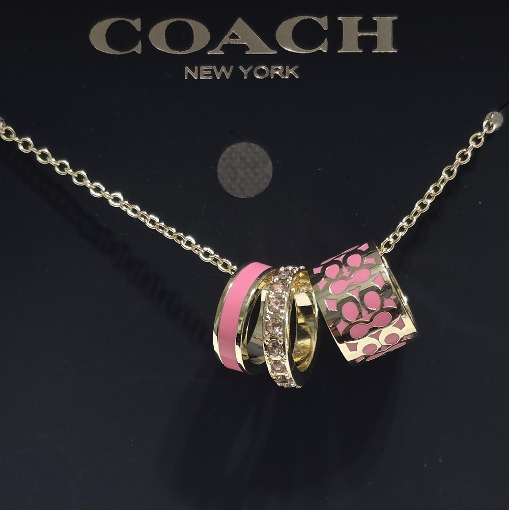 Coach 3-Ring Signature Enamel Necklace